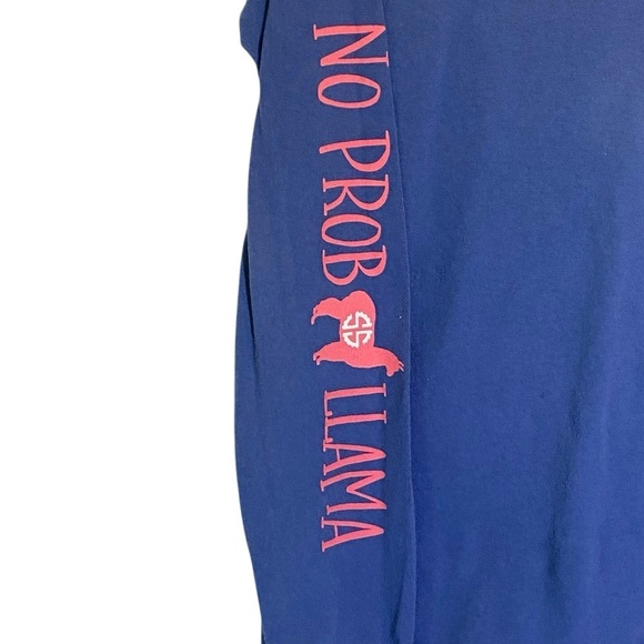 Simply Southern Women's size M Blue Drama Llama Long sleeve crew neck tee Shirt - Picture 4 of 7